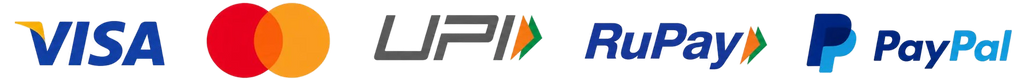 We accept Visa, Mastercard, UPI, RuPay and PayPal