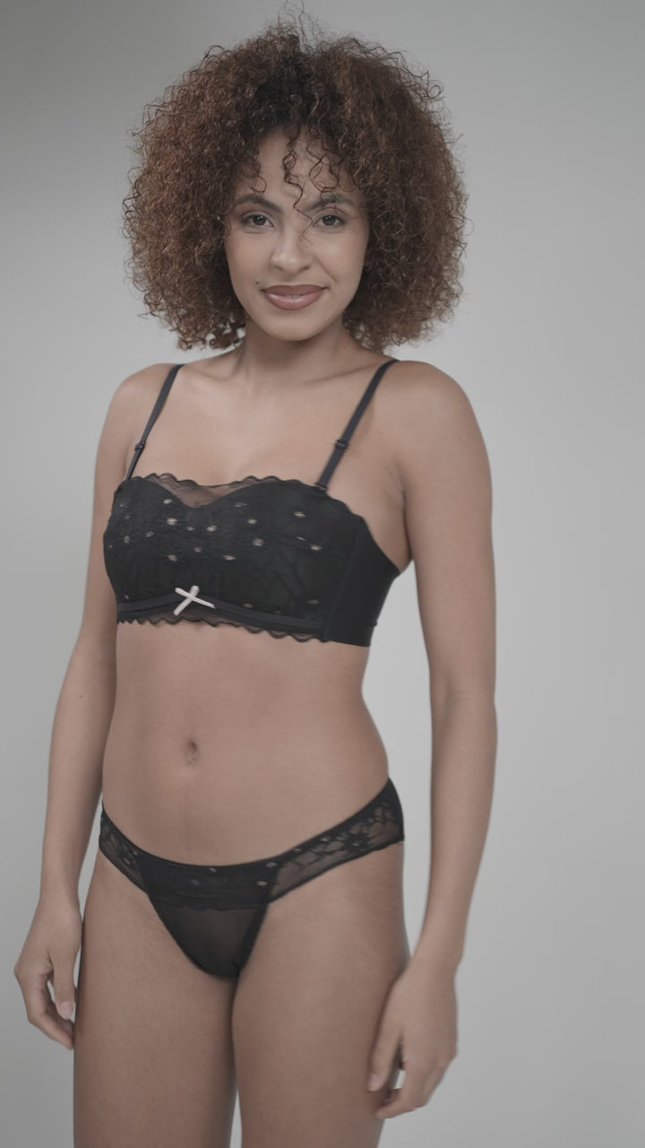 The Charbon: Daily Comfort Padded Non-wired Push up Bra &amp; Brief Set